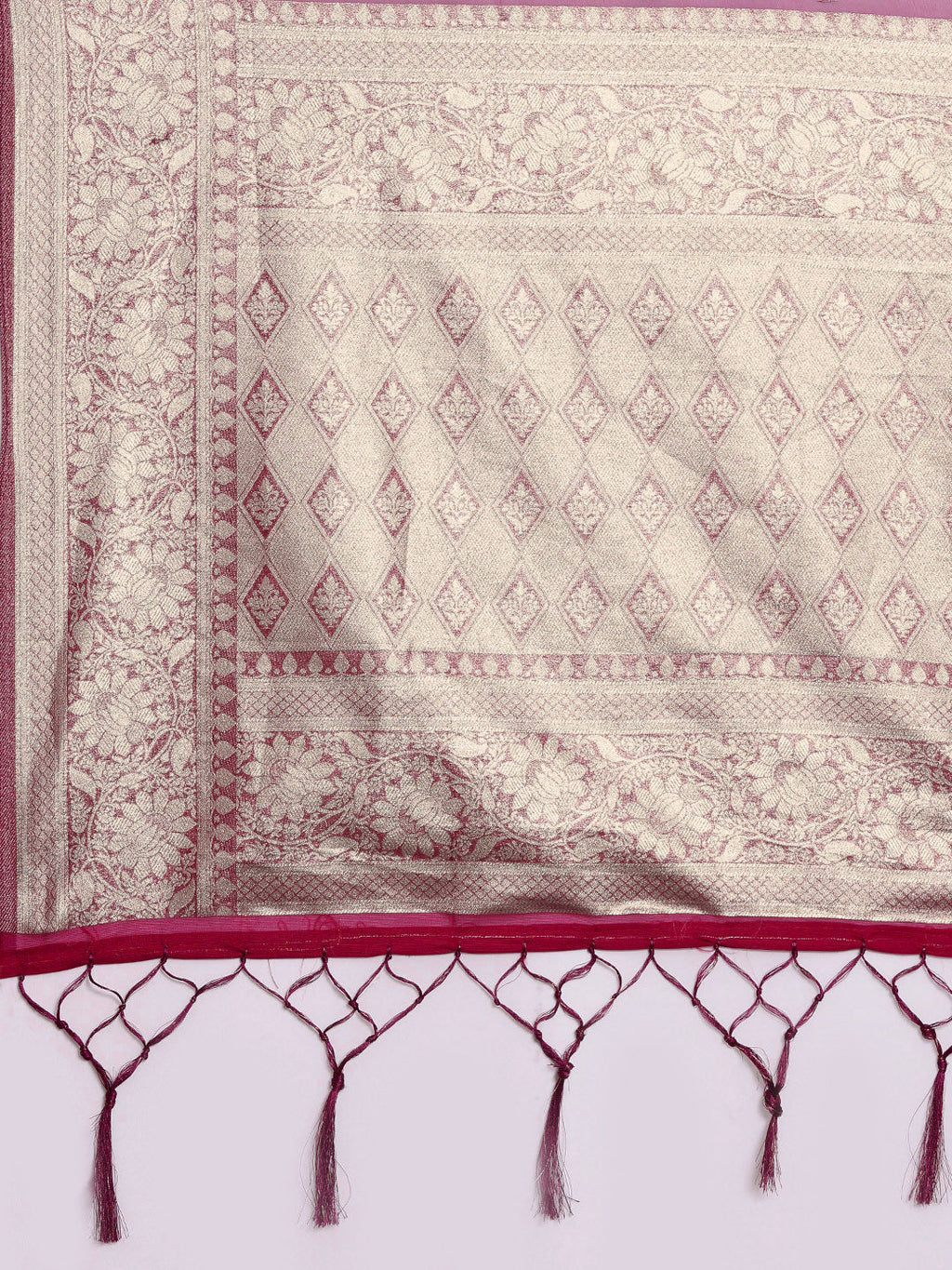 Saree Mall Magenta Ethnic Motifs Zari Organza Banarasi Saree | Grocsy