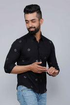 Miravan Men's Black Pure Cotton Floral Print Casual Shirt | Grocsy