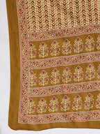 HERE&NOW Mustard Yellow Floral Printed A-Line Kurta with Dhoti Pants & With Dupatta | Grocsy