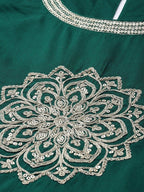All About You Women Teal Green Embroidered Kurta with Dupatta | Grocsy