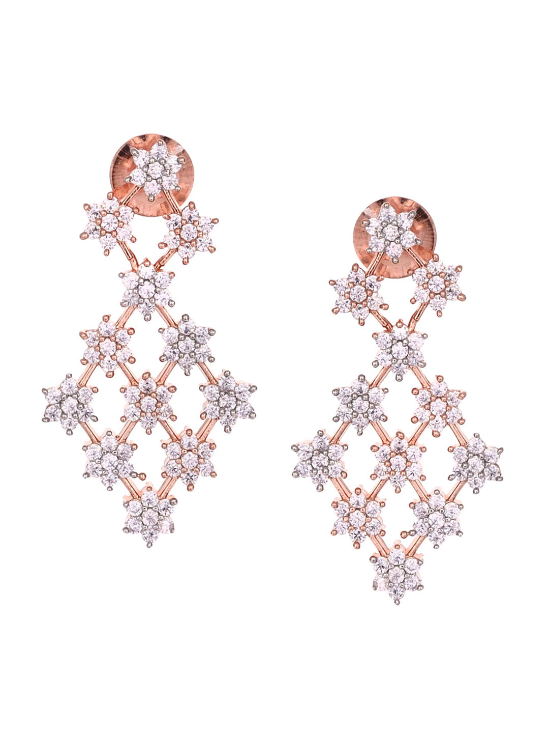Saraf RS Jewellery White Rose Gold-Polished AD Studded Necklace Jewellery Set | Grocsy