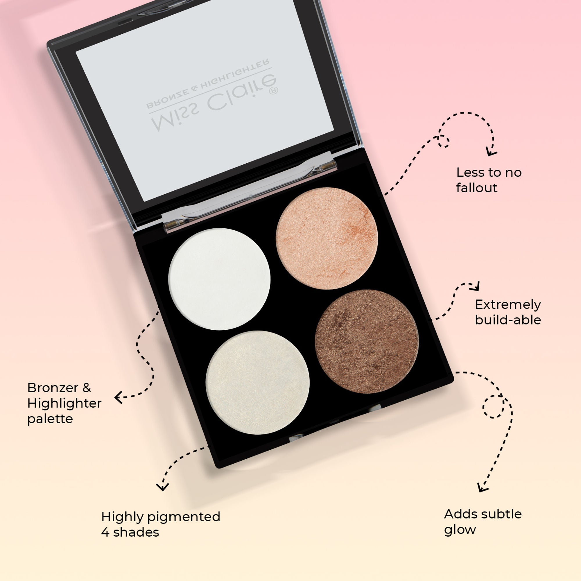 Miss Claire Bronze & Highlighter Makeup Studio Palette - 2 | Grocsy