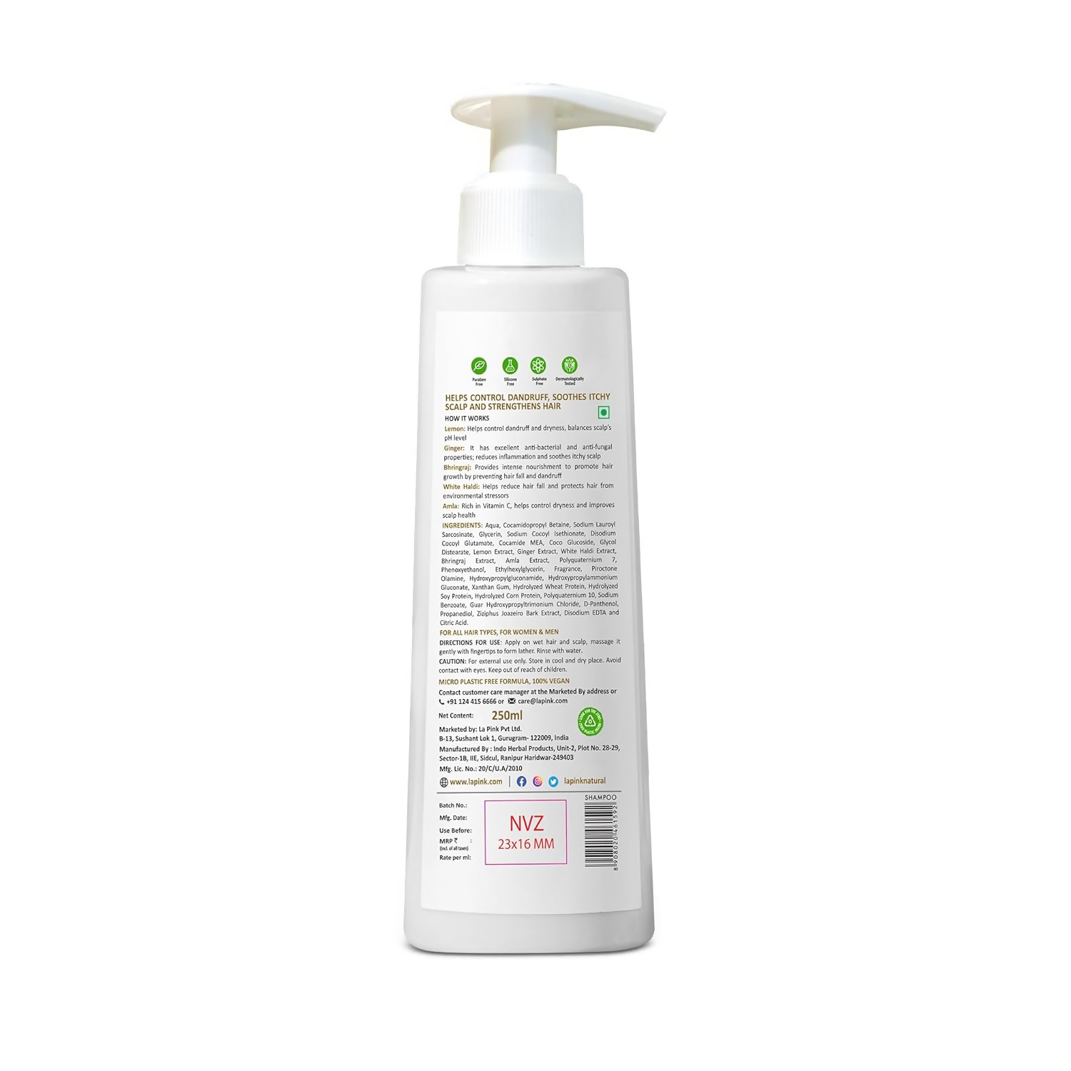 La Pink Lemon Ginger Shampoo With White Haldi | Grocsy