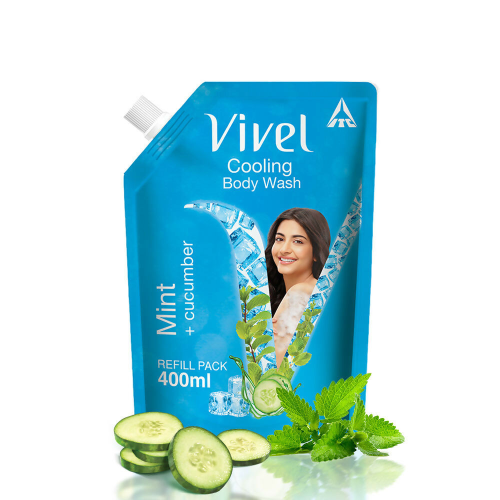 Vivel Cooling Body Wash Mint & Cucumber Moisturizing Shower Gel Supersaver Refill Pouch | Grocsy