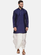 Sethukrishna Men Navy Blue Kurta with Dhoti Pants | Grocsy