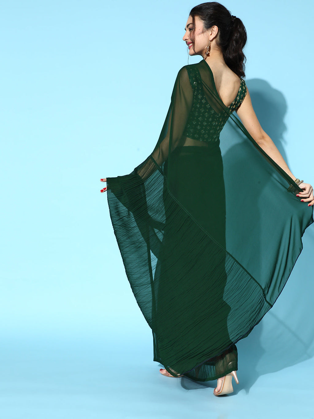 Saree Mall Green Saree | Grocsy