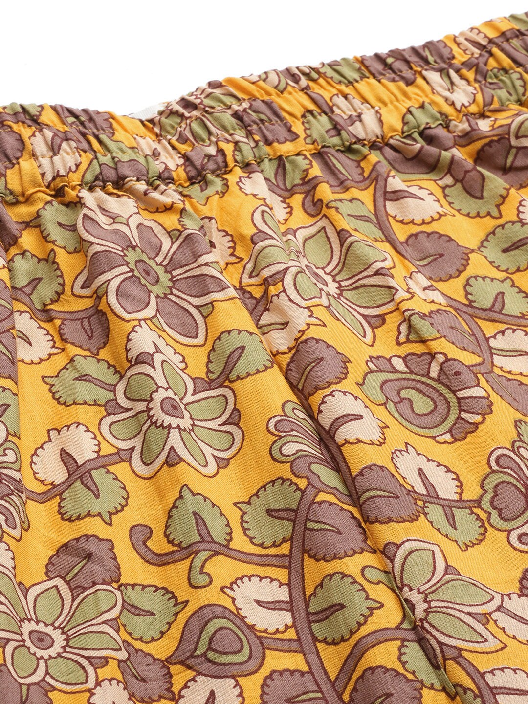 InWeave Mustard Kalamkari Print Co Ord Set With Belt | Grocsy