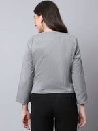 Even Apparels Grey Polywool Open Front Statement Women's Jacket | Grocsy