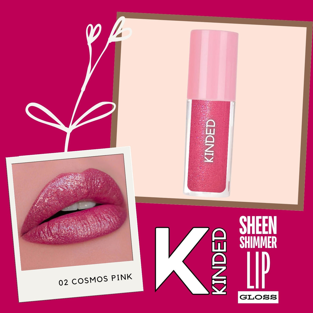 KINDED Sheen Shimmer Lip Gloss - 02 Cosmos Pink | Grocsy