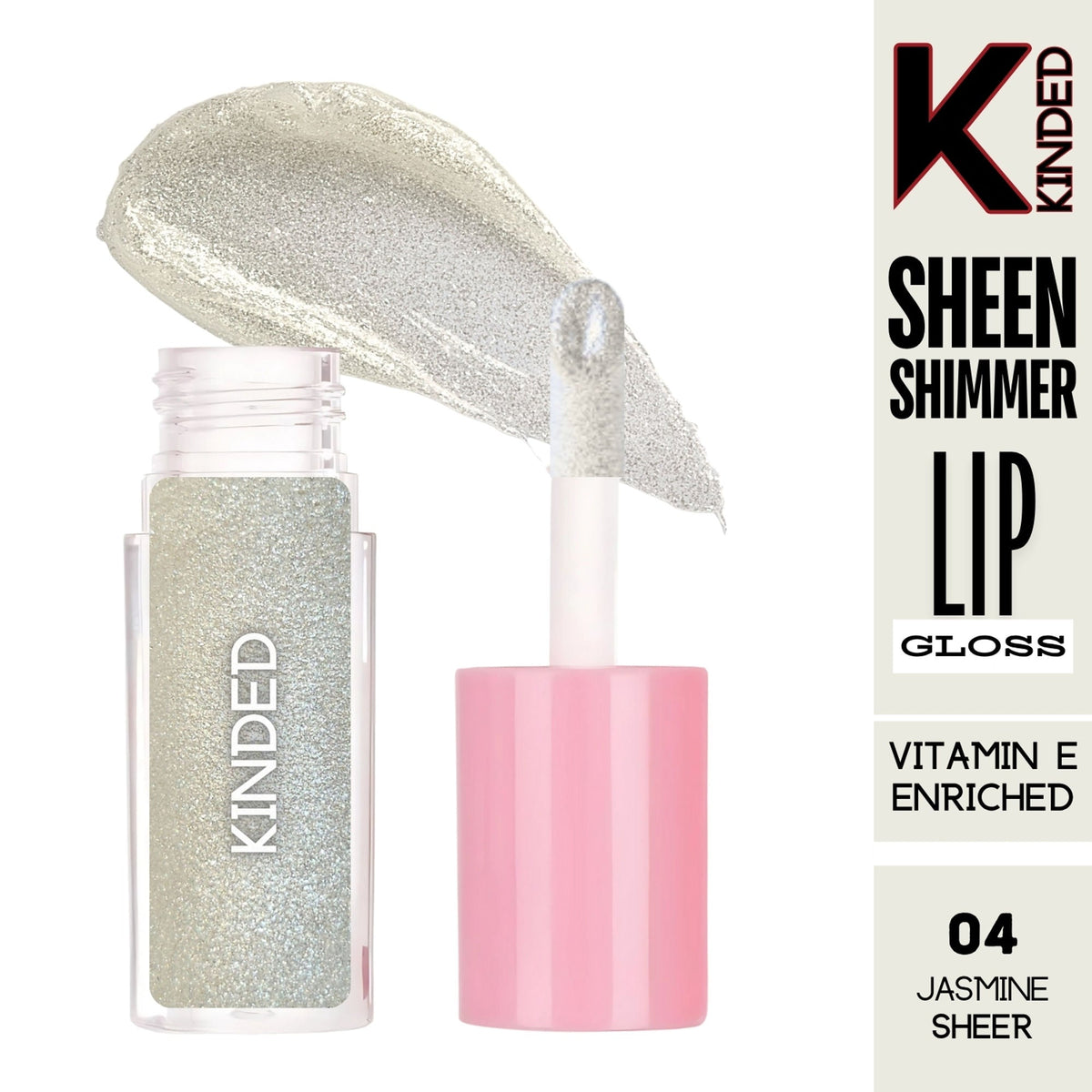 KINDED Sheen Shimmer Lip Gloss - 04 Jasmine Sheer | Grocsy