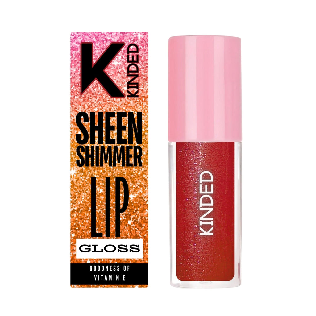 KINDED Sheen Shimmer Lip Gloss - 05 Hibiscus Red | Grocsy