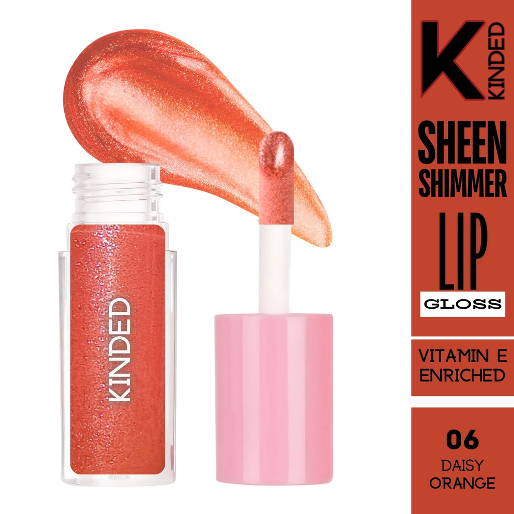 KINDED Sheen Shimmer Lip Gloss - 06 Daisy Orange | Grocsy