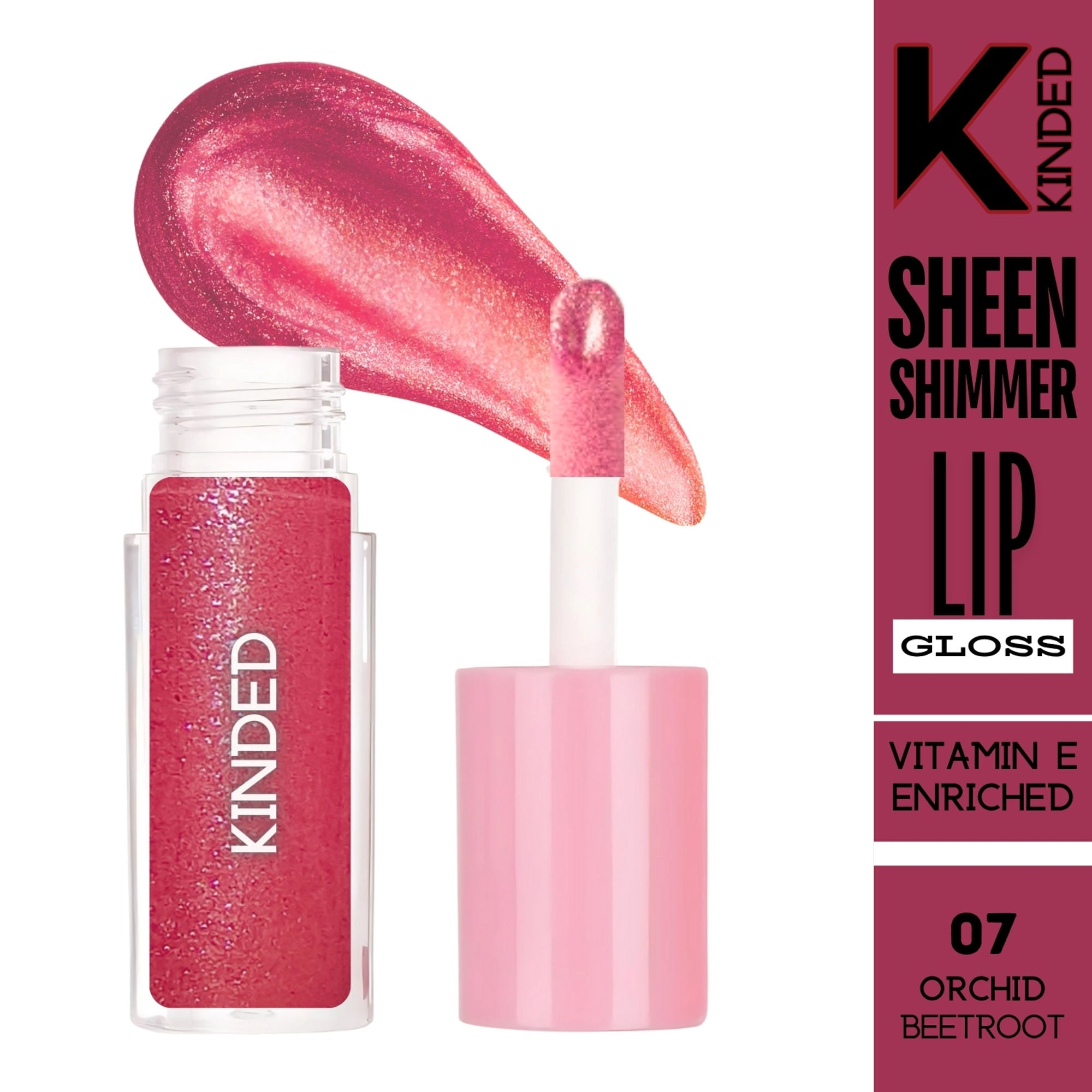KINDED Sheen Shimmer Lip Gloss - 07 Orchid Beetroot | Grocsy