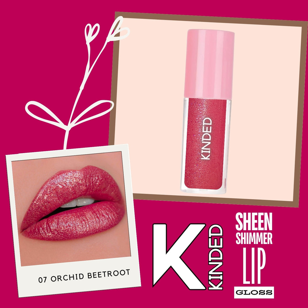 KINDED Sheen Shimmer Lip Gloss - 07 Orchid Beetroot | Grocsy