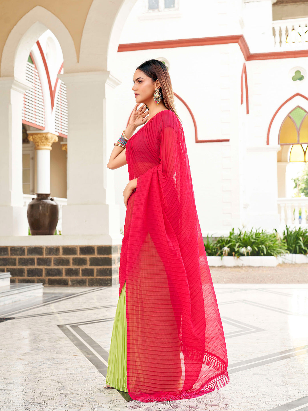 Tikhi Imli Georgette Half and Half Saree | Grocsy