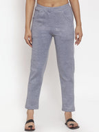 TAG 7 Women Grey Woolen Ankle-Length Leggings Pants | Grocsy