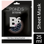 Ponds Activated Charcoal Sheet Mask, With Vitamin B6 For Clear Detox Skin, Paraben Free, Black Biodegradable Fabric, 25 ml | Grocsy