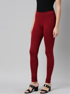 Souchii Maroon Solid Churidar-Length Leggings | Grocsy