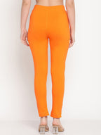 TAG 7 Set Of 2 Beige & Orange Solid Leggings | Grocsy