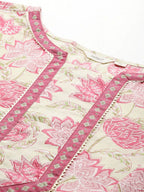 Sztori Plus Size Cotton Floral Print Gotta Patti Kurta | Grocsy