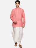 Sethukrishna Men Red Striped Kurta with Dhoti Pants | Grocsy