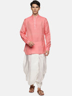 Sethukrishna Men Red Striped Kurta with Dhoti Pants | Grocsy
