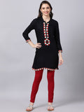 Souchii Women Black Geometric Embroidered Grandeur & Majestic Artwork Kurta | Grocsy