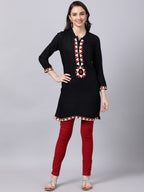 Souchii Women Black Geometric Embroidered Grandeur & Majestic Artwork Kurta | Grocsy