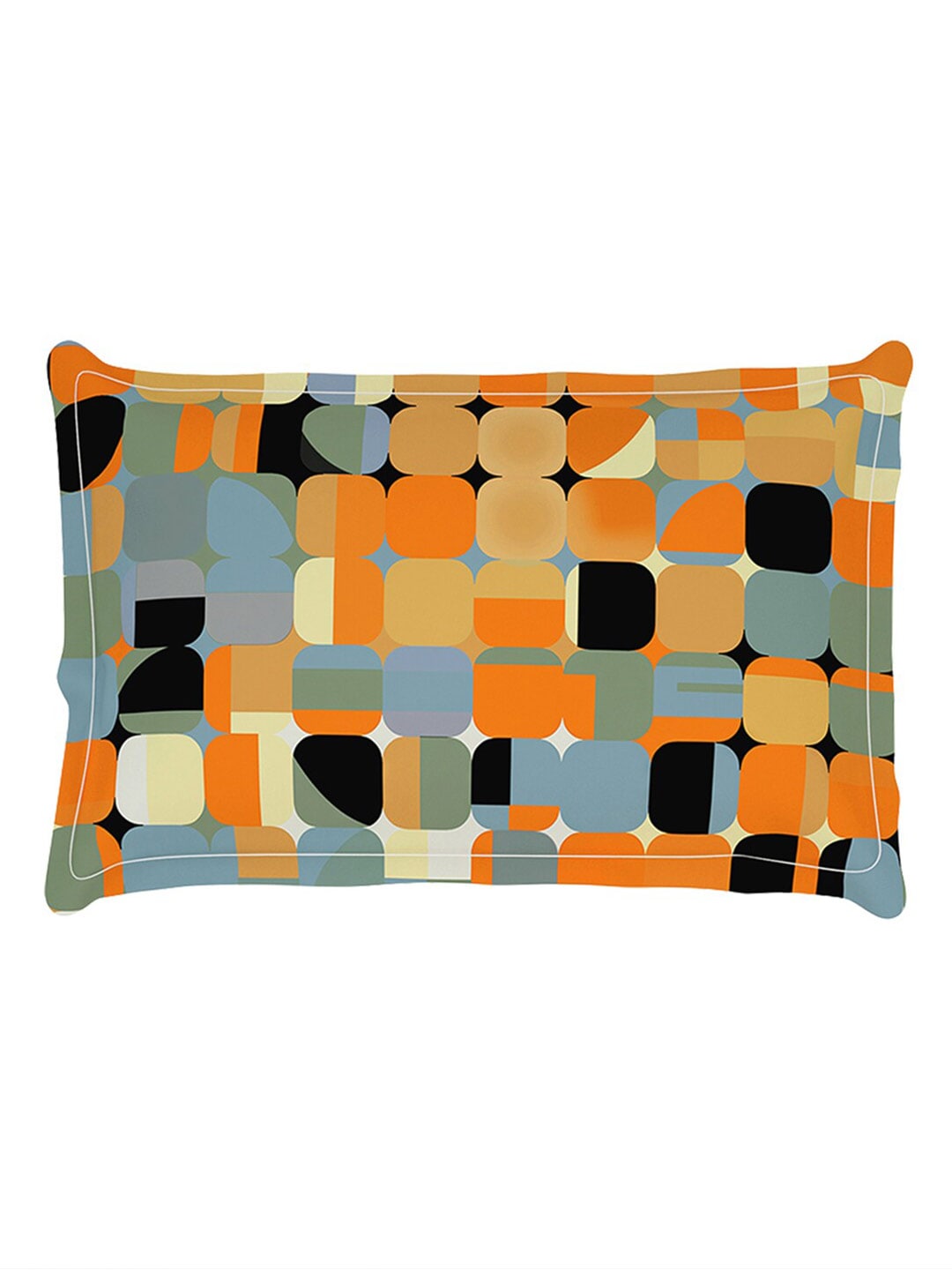 Story@home Orange & White Geometric Microfiber 180 TC Bedsheet With Pillow Cover | Grocsy