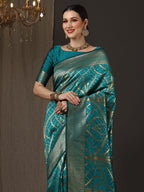 Saree Mall Woven Design Zari Silk Blend Banarasi Saree | Grocsy