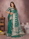 Aastha Fashion Light Green Soft Organza Silk Weaving Saree | Grocsy