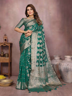 Aastha Fashion Light Green Soft Organza Silk Weaving Saree | Grocsy