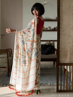 Suta Beige Floral Pure Cotton Saree | Grocsy