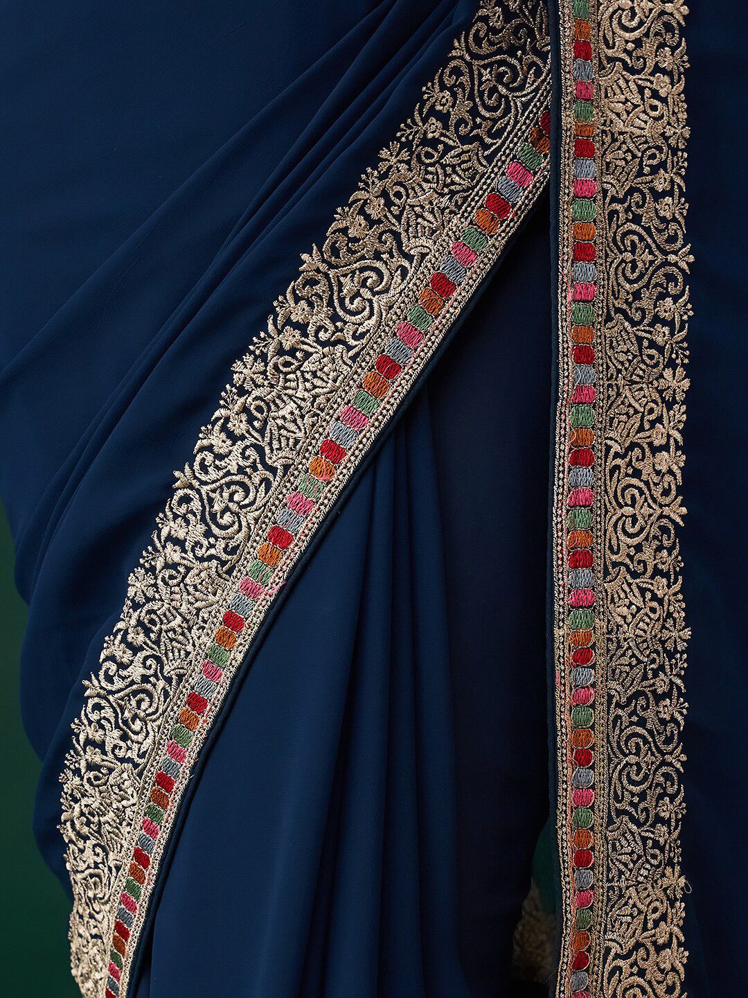 kasee Ethnic Motifs Embroidered Bordered Saree | Grocsy