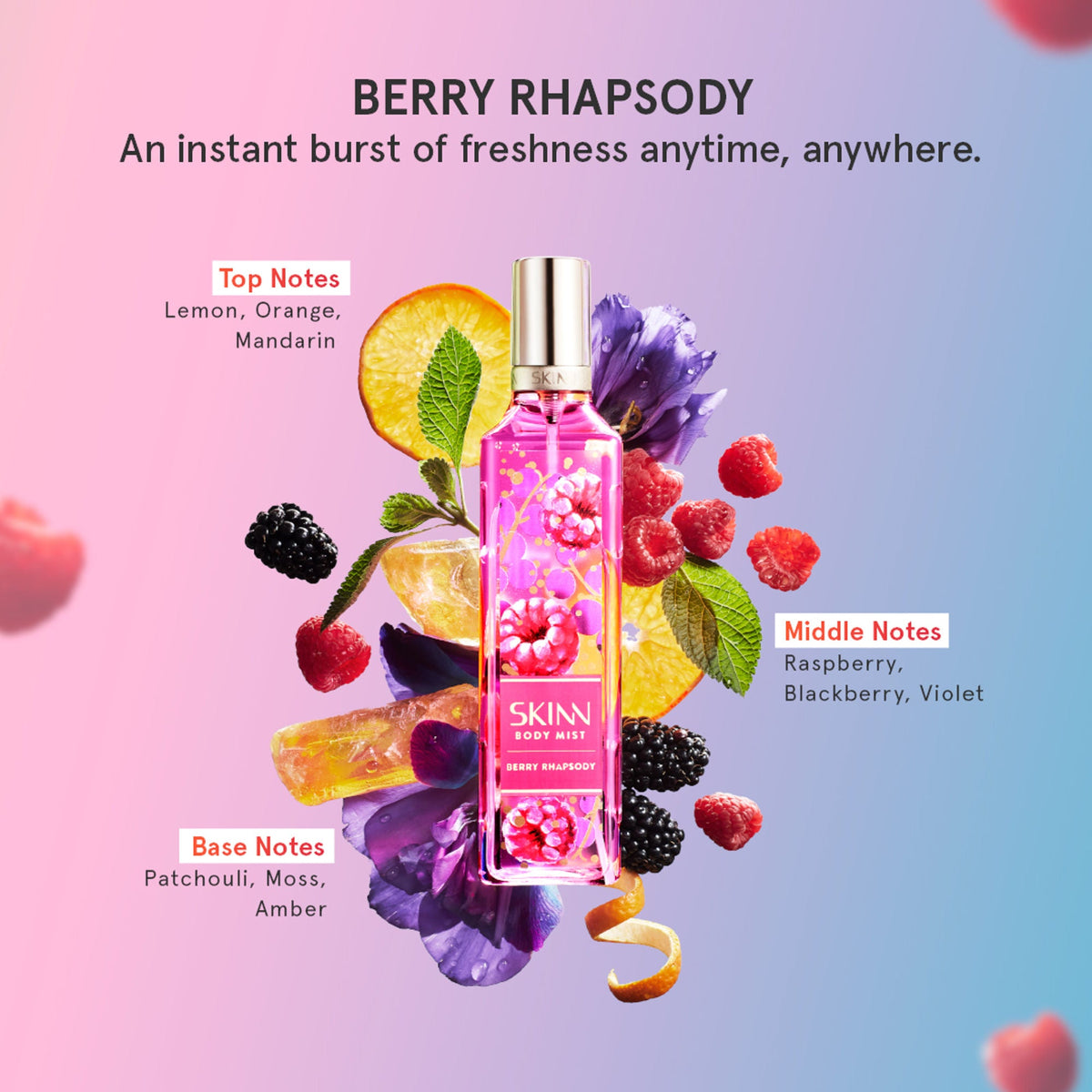 Skinn By Titan Berry Rhapsody Body Mist For Her | Grocsy