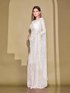Tikhi Imli White Sequinned Embellished Saree | Grocsy