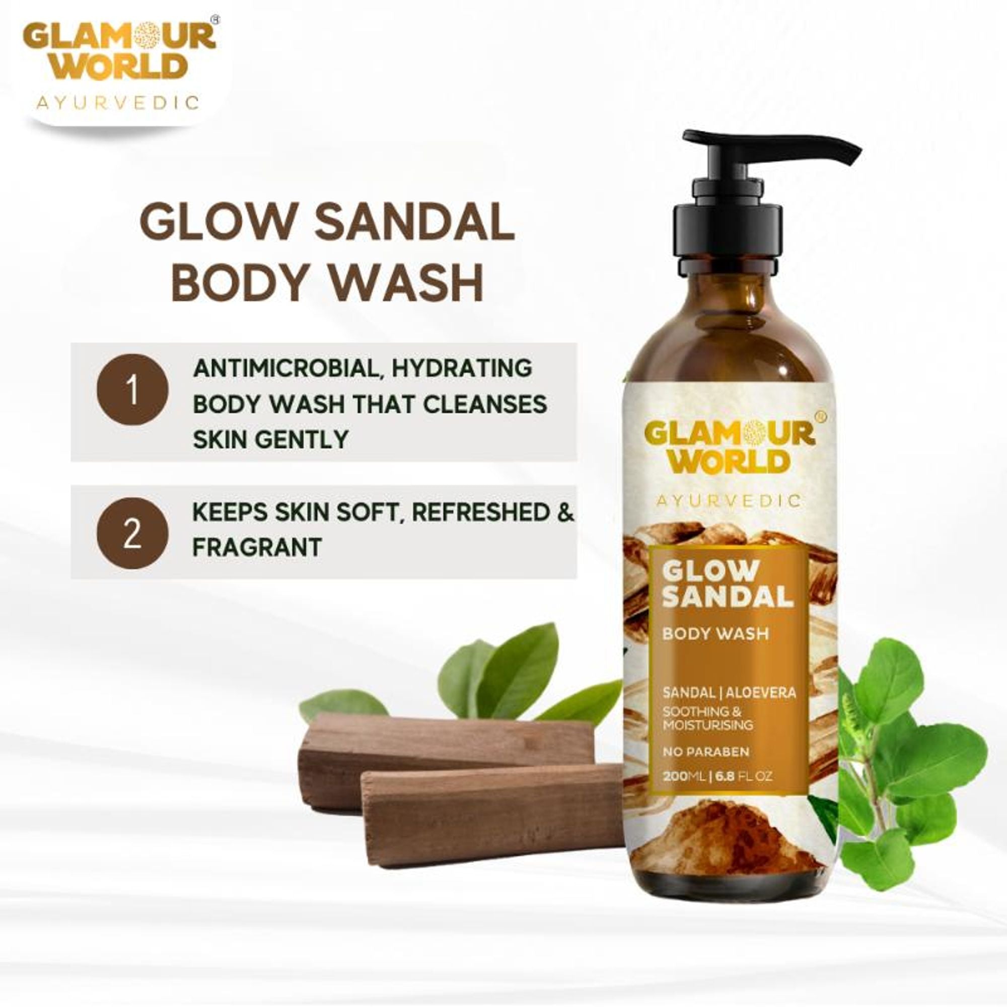 GLAMOUR WORLD AYURVEDIC Glow Sandal Body Wash | Grocsy