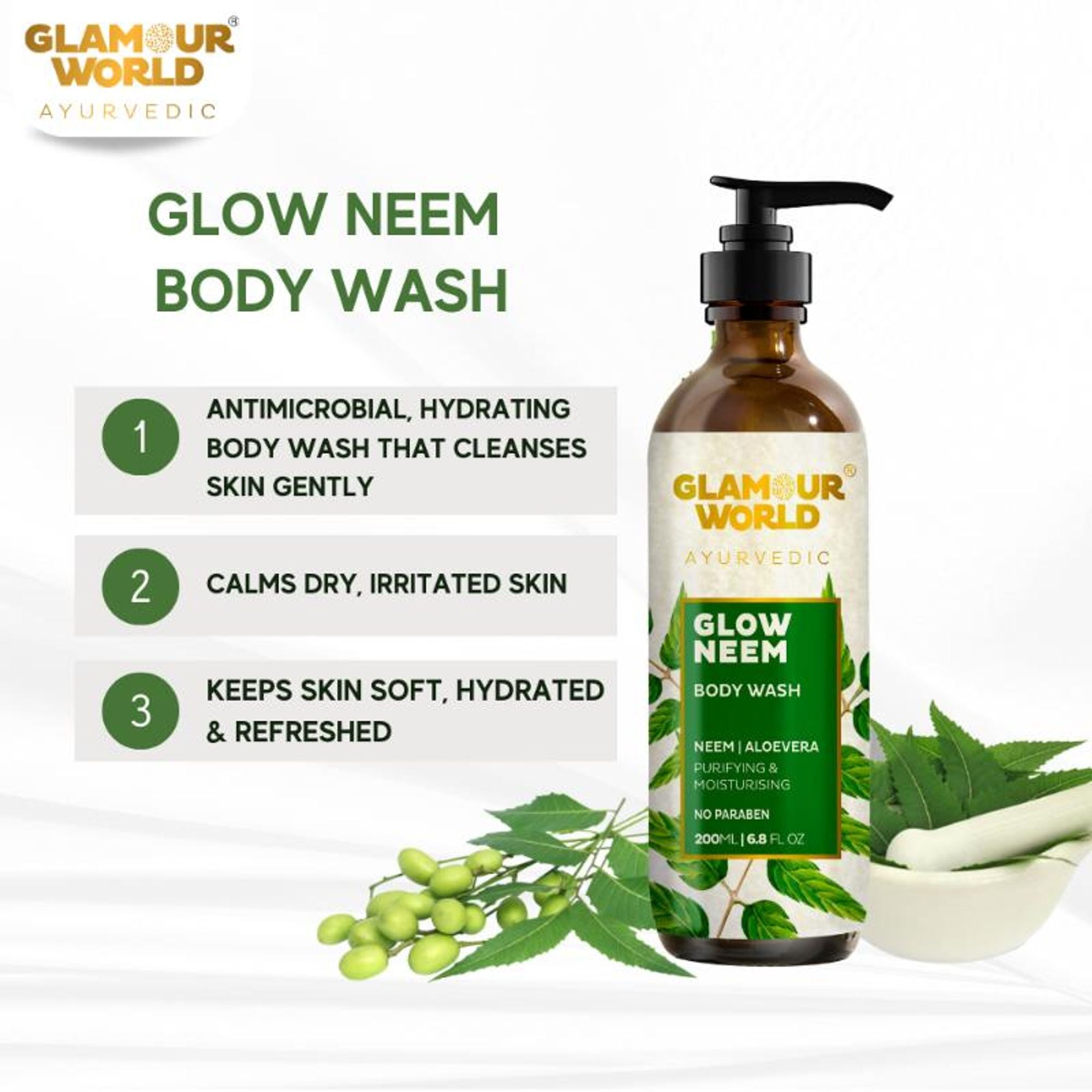 GLAMOUR WORLD AYURVEDIC Glow Neem Body Wash | Grocsy