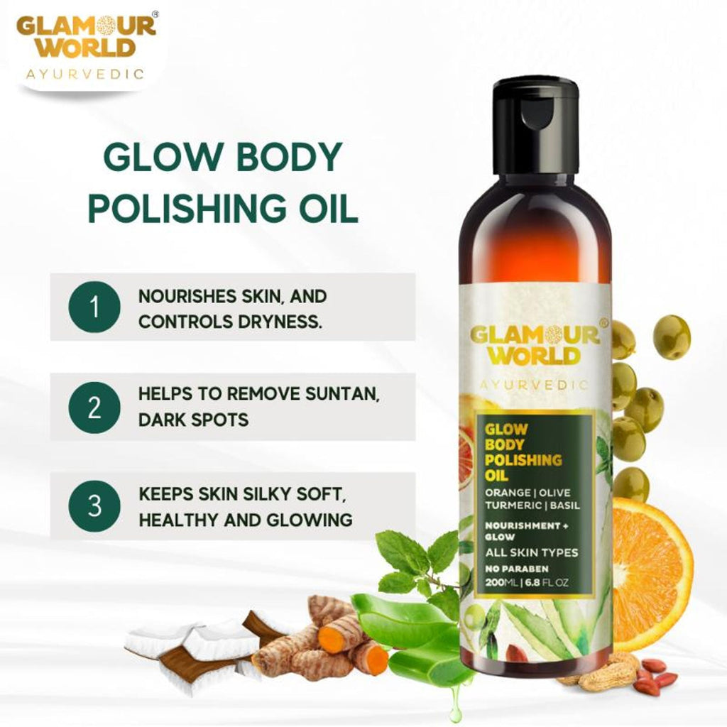 GLAMOUR WORLD AYURVEDIC Glow Body Polishing Oil | Grocsy