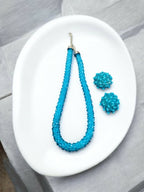 Inhanns Noor-E-Jalwa – Handmade Crystal Bead Necklace / Necklace With Earrings -Adjustable - Sky Blue | Grocsy