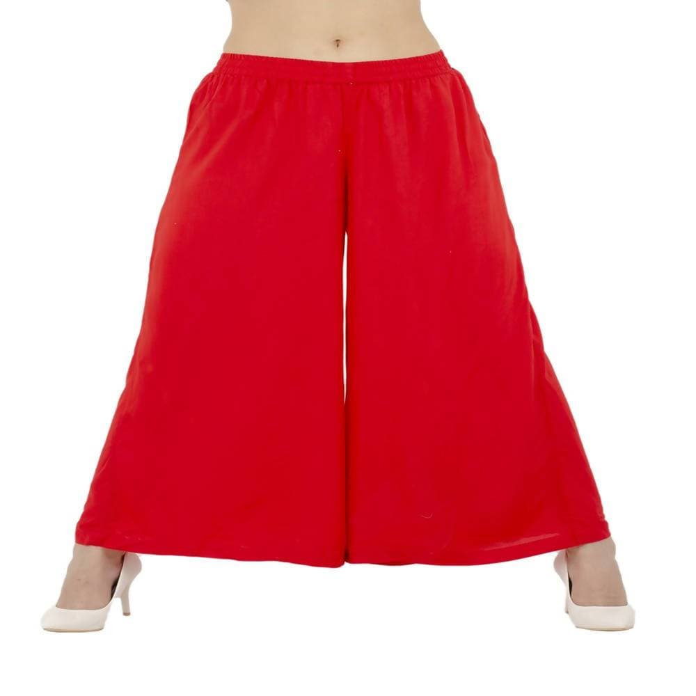 Lagi Women's Red Solid Palazzo (PLZ03B) | Grocsy