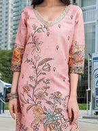 Joban Fashion Pink Position Digital Print With Position Foil Kurta Set | Grocsy