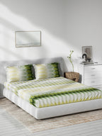 DDecor Green & White Ethnic Motifs 140 TC Cotton Queen Bedsheet with 2 Pillow Covers | Grocsy