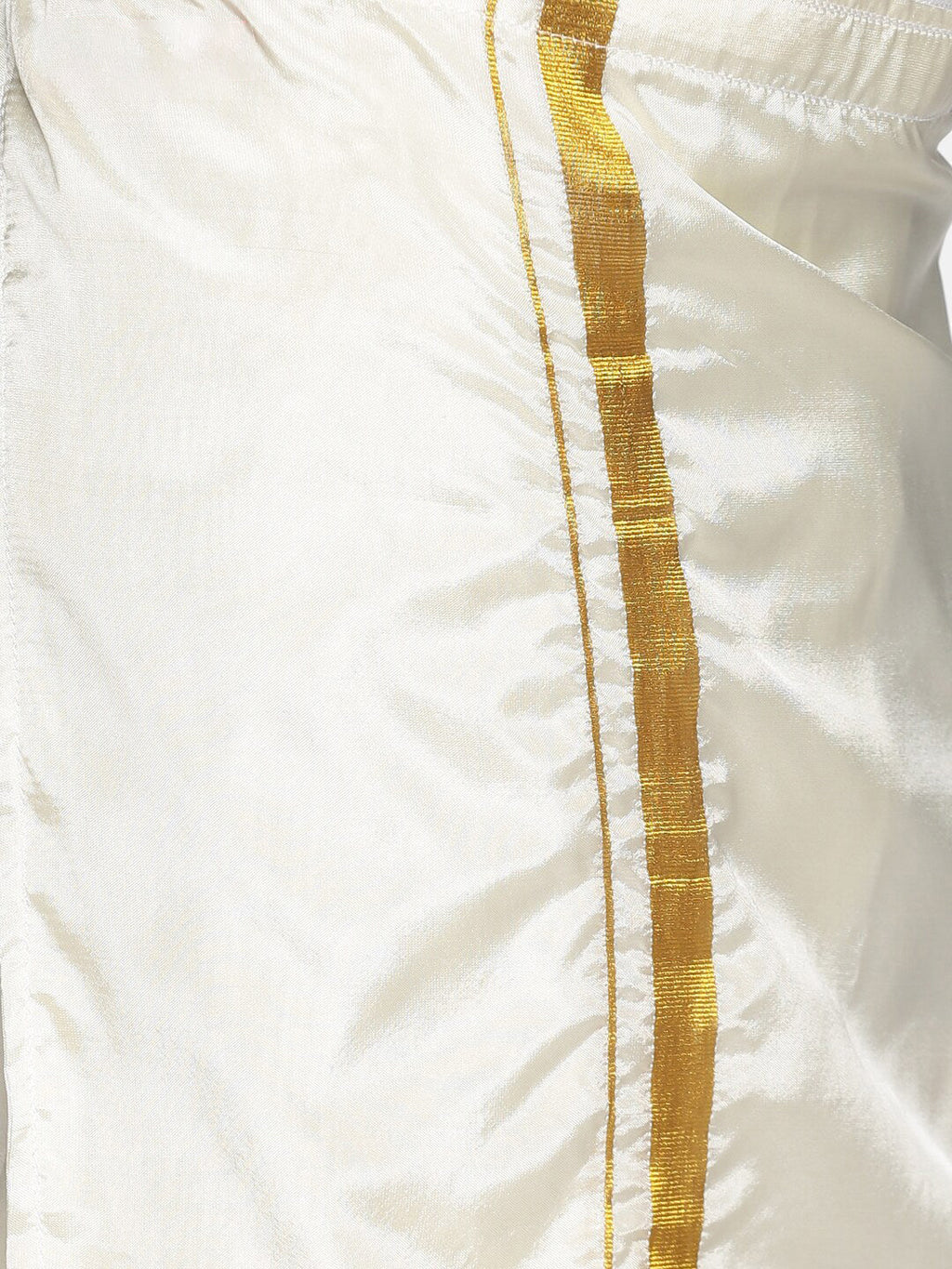 Sethukrishna Boys White & Gold-Toned Pure Cotton Shirt with Dhoti Set | Grocsy
