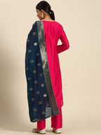All About You Ethnic Motifs Embroidered Chanderi Silk Kurta with Trousers & With Dupatta | Grocsy