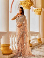 Tikhi Imli Floral Sequinned Georgette Saree | Grocsy