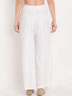 TAG 7 Women White Solid Straight Palazzos | Grocsy