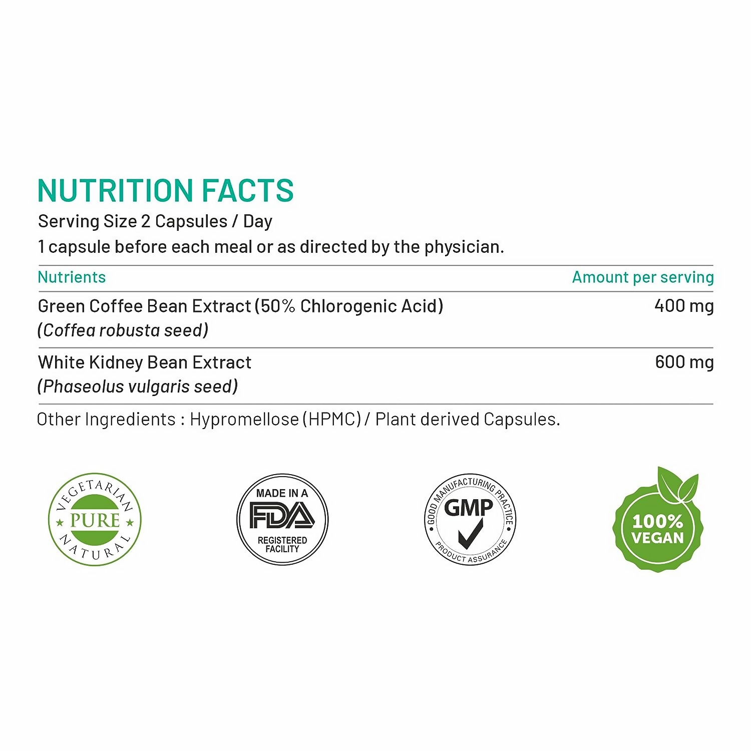 Bliss Welness Green Coffee Bean Extract White Kidney Bean Extract Capsules | Grocsy