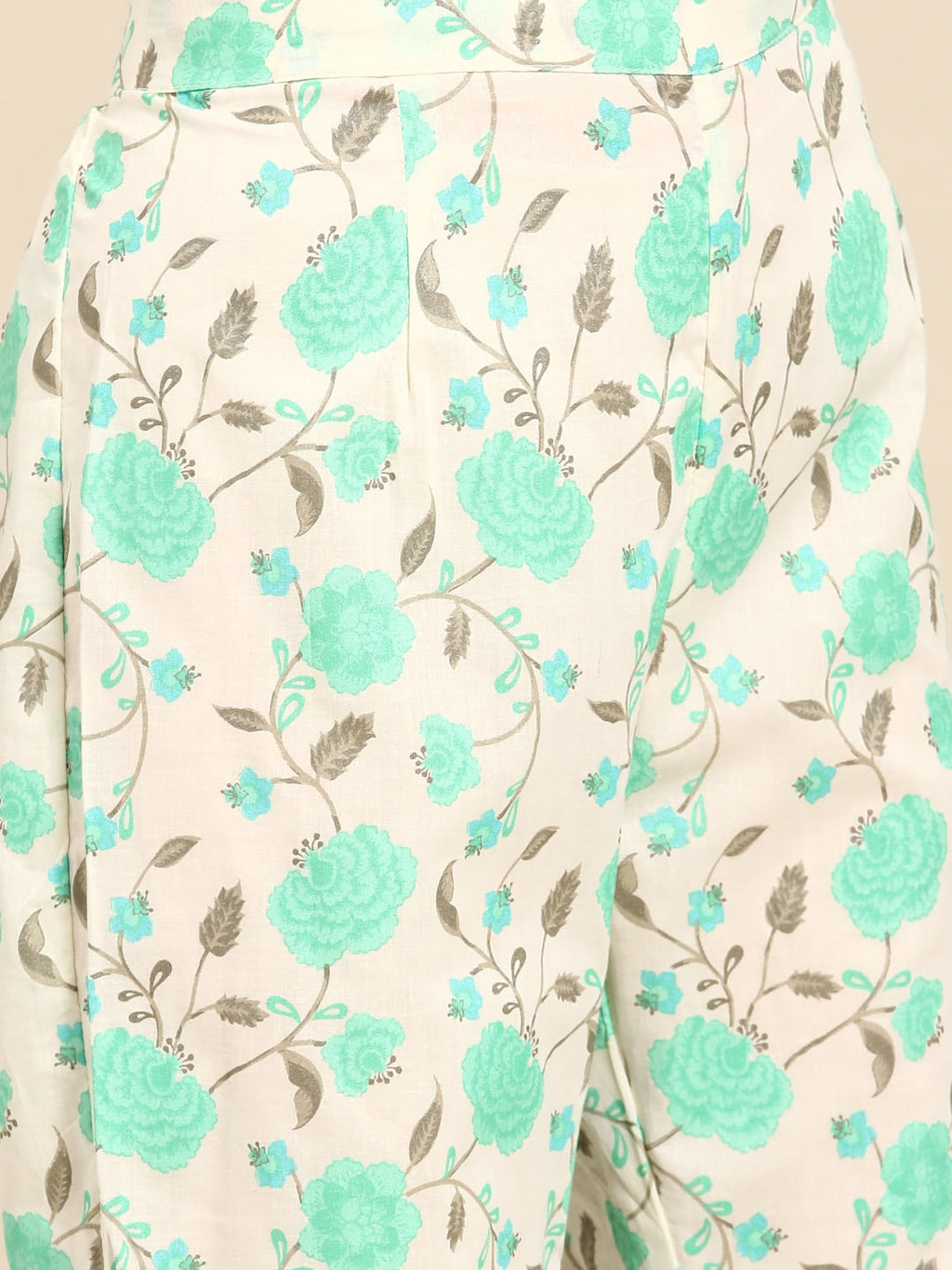 Sangria Floral Printed Angrakha Sequinned Pure Cotton Kurta With Trousers | Grocsy