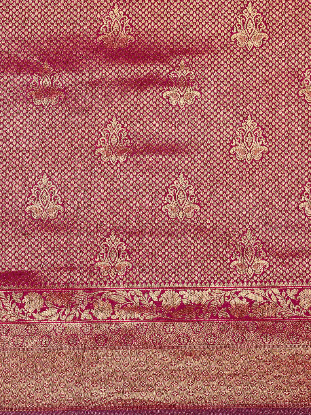 Saree Mall Magenta Ethnic Motifs Zari Silk Blend Banarasi Saree | Grocsy